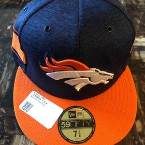 DENVER BRONCOS 5950 ONFIELD 59 FIFTY MENS HAT SIZE 7 3/8 NVY BLUE/ORANGE NEW ERA